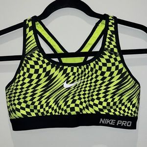 Nike-pro Sports Bra, Size M, Black and Neon Yellow, EWC